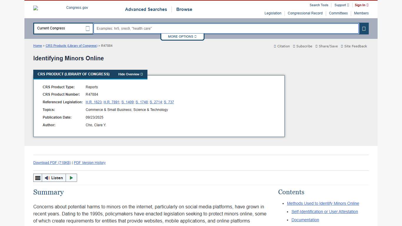 Identifying Minors Online | Congress.gov | Library of Congress