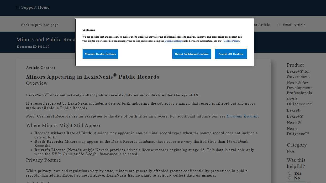 Minors and Public Records